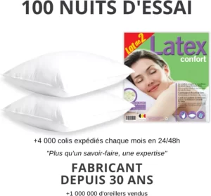 oreiller en latex naturel-confort-dream-moelleux-60x60-flocons-latexe